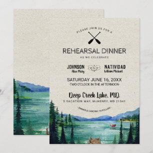 Invitation Dîner de répétition de mariage rustique au bord du