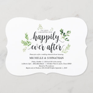 Invitation Dîner de répétition de Mariage rustique verdoyant 