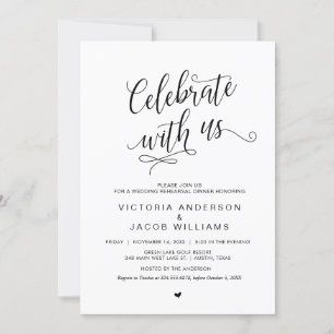 Invitation Dîner de répétition de mariage, simple classe noir