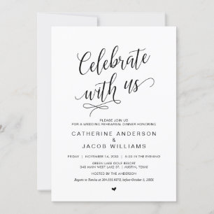 Invitation Dîner de répétition de mariage, simple classe noir