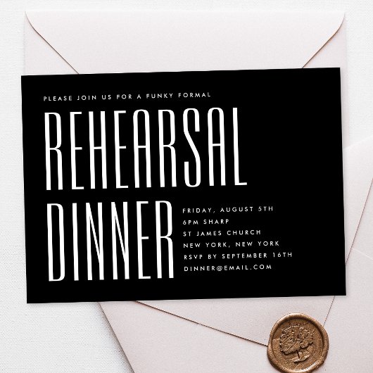 INVITATION DÎNER DE RÉPÉTITION DE MARIAGE SIMPLE MODERNE GRAS
