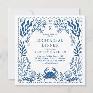 Invitation Dîner de répétition de mariage sur la plage avec c