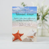 Invitation Dîner de répétition de mariage sur la plage coquil (Debout devant)