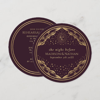 Invitation Dîner de répétition de mariage Tarot Soleil et Lun
