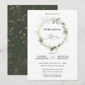 Invitation Dîner de répétition de mariage Vert et Or (Devant / Derrière)