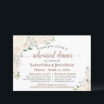 Invitation Dîner de répétition de Mariages floraux au Champag<br><div class="desc">Cette belle invitation à dîner de répétition est à la fois rustique et élégant. Il présente une aquarelle peinte à la main avec des roses, des fleurs et de la verdure dans les tons de pêche pâle ou de champagne rougis. Il contient des informations sur la répétition mariage et le...</div>
