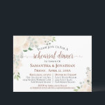 Invitation Dîner de répétition de Mariages floraux au Champag<br><div class="desc">Cette belle invitation à dîner de répétition est à la fois rustique et élégant. Il présente une aquarelle peinte à la main avec des roses, des fleurs et de la verdure dans les tons de pêche pâle ou de champagne rougis. Il contient des informations sur la répétition mariage et le...</div>