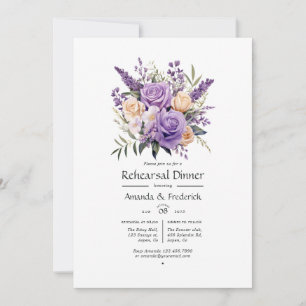 Invitation Dîner de répétition de Mariages floraux de lavande