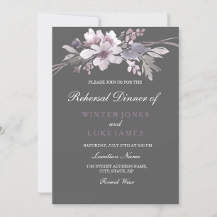 Invitation Dîner de répétition de Mariages floraux gris d'hiv