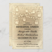 Invitation dîner de répétition de mason jars style rustique (Devant / Derrière)