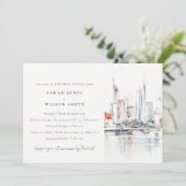 Invitation Dîner de répétition de Miami Florida Skyline Water (Debout devant)