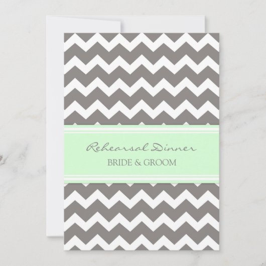 Invitation Dîner de répétition de Mint Gray Chevron (Devant)
