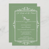 Invitation Dîner de répétition de Moss Green Peacock (Devant / Derrière)