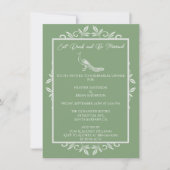 Invitation Dîner de répétition de Moss Green Peacock (Devant)