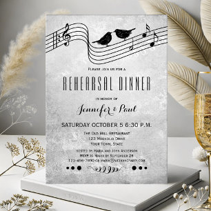 Invitation Dîner de répétition de musique noire et blanche In
