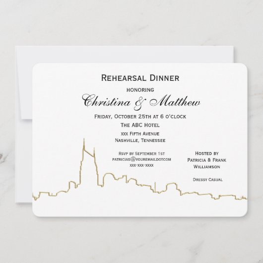 Invitation Dîner de répétition de Nashville Tenn Skyline (Devant)