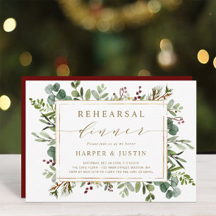 Invitation Dîner de répétition de Noël à la verdure botanique