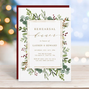 Invitation Dîner de répétition de Noël à la verdure botanique