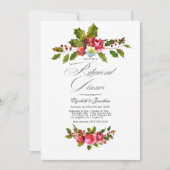 Invitation Dîner de répétition de Noël Elegant Holly et Ivy (Devant)