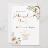Invitation Dîner de répétition de Noël Floral Blanc d'hiver (Devant)
