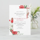 Invitation Dîner de répétition de Noël Holly Poinsettias (Debout devant)