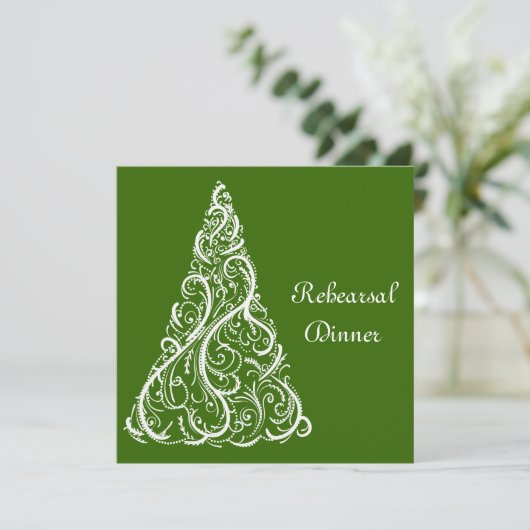 Invitation Dîner de répétition de Noël vert (Debout devant)