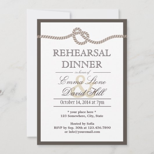 Invitation Dîner de répétition de noeud à la frontière simple (Devant)