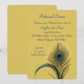Invitation Dîner de répétition de paon élégant (jaune) (Devant / Derrière)