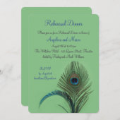 Invitation Dîner de répétition de paon élégant (vert) (Devant / Derrière)