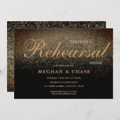 Invitation Dîner de répétition de Parties scintillant en or n (Devant / Derrière)