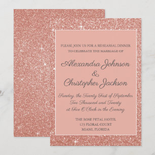 Invitation Dîner de répétition de parties scintillantes d'or