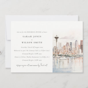 Invitation Dîner de répétition de paysage de Seattle, Washing