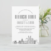 Invitation Dîner de répétition de Pittsburgh | Ville Skyline (Debout devant)