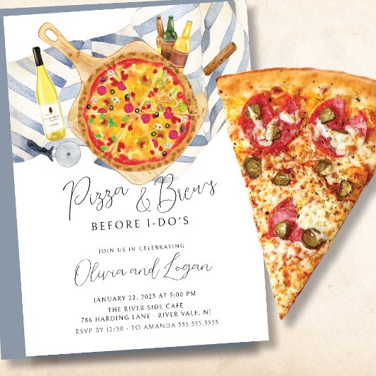 Invitation Dîner de répétition de pizza et de brasse Invitati