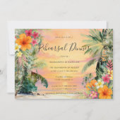Invitation Dîner de répétition de plage de palmiers tropicaux (Devant)