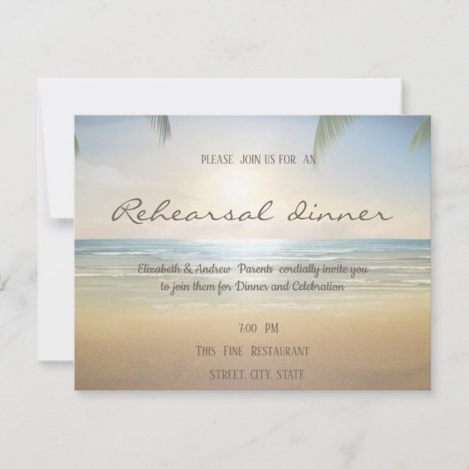 Invitation Dîner de répétition de plage de Palms Sunset (Devant)