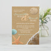 Invitation Dîner de répétition de plage de sable et de coquil (Debout devant)