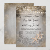Invitation Dîner de répétition de plage Tropical Gold Starfis (Devant / Derrière)