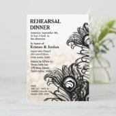 Invitation Dîner de répétition de plume de paon élégant (Debout devant)