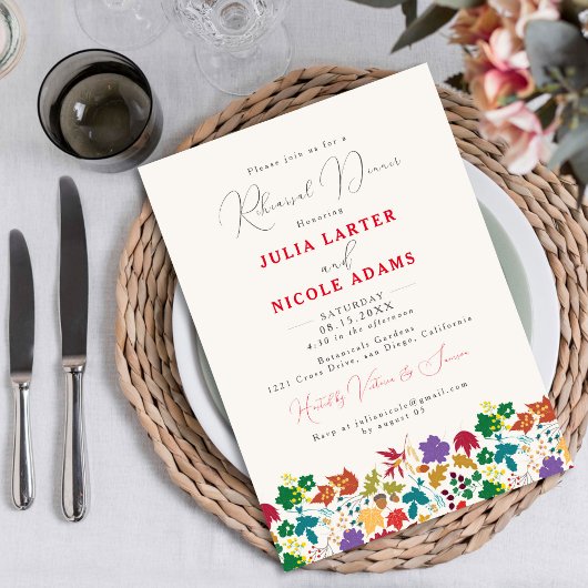 Invitation Dîner de répétition de printemps Moutarde Violet P