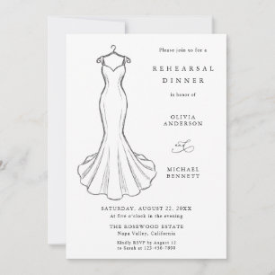 Invitation Dîner de répétition de robe de mariée minimaliste