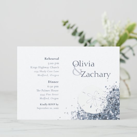 Invitation Dîner de répétition de sable de l'océan Boho (Debout devant)