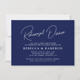 Invitation Dîner de répétition de script de budget bleu foncé