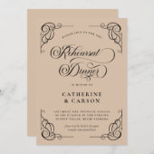 Invitation Dîner de répétition de script de calligraphie beig (Devant / Derrière)