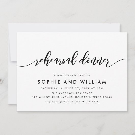 Invitation Dîner de répétition de script de relaxation noir e (Devant)