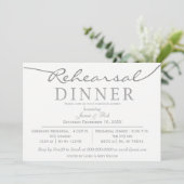 Invitation Dîner de répétition de script élégant blanc et arg (Debout devant)