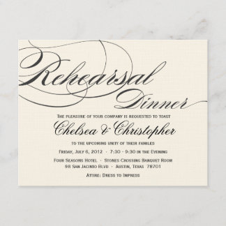 Invitation Dîner de répétition de script élégant - Noir