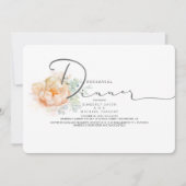 Invitation Dîner de répétition de script floral de pêche et d (Devant)