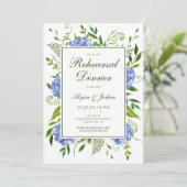 Invitation Dîner de répétition de script Hydrangeas bleues (Debout devant)