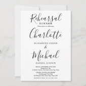Invitation Dîner de répétition de script noir et blanc (Devant)